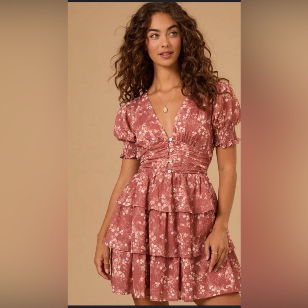 Altar'd State Coral Pink Floral Button Dress